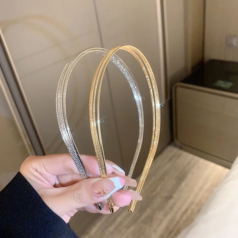 2024 Retro Multi-layer Metal Wire Headband Hairpin for Women Fashion Design Korean Simple Delicate Thin Hair Hoop Headdress