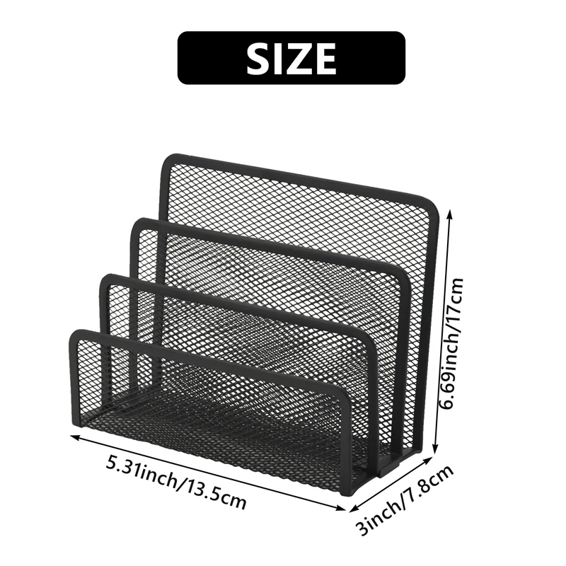 2Pcs Desk Mail Organizers Small File Holder Letter Store Metal Mesh Bill Document Folder Paper Organizer Office Desktop