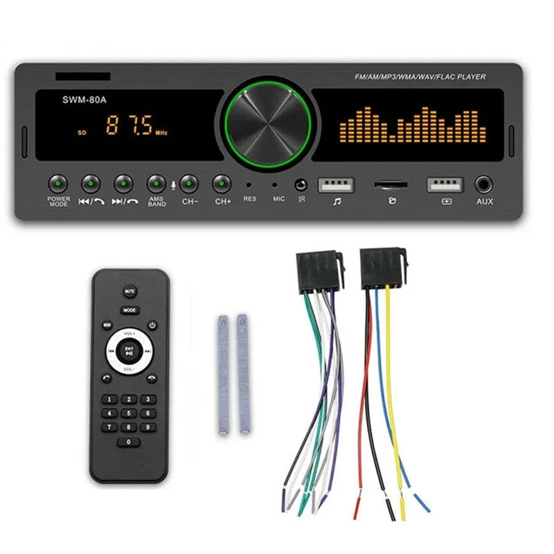 B92B-SWM-80A Car Radio Stereo Audio Bluetooth FM AM MP3 Player SD USB Classic Audio Playe APP Remote Control