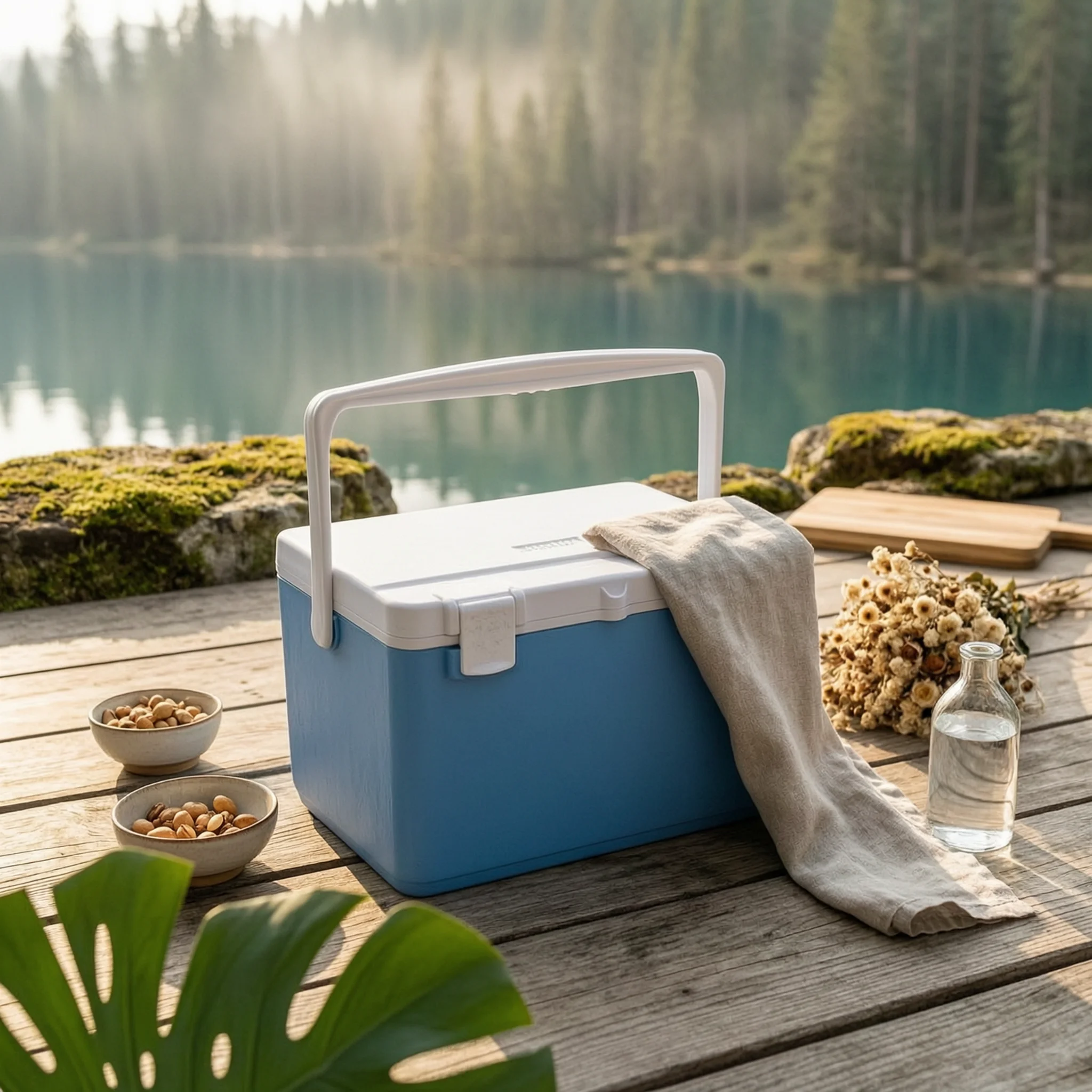 

Insulated Cooler Box EPS Insulation Hard-Sided Cooler Portable Ice Chest Hinged Lid Travel Gear Carry Handle