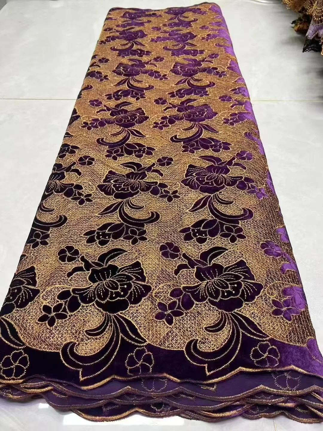 

Африканская бархатная кружевная ткань с кисточками и замысловатой вышивкой, лазерная резка, традиционная нигерийская одежда, 2025 дизайн штор