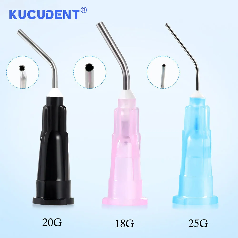 KUCUDENT 100 Pcs Dental Pre Bent Needle Tips Blunt Dispensing Irrigation Bendable Composites Dispensing Needle Etchants Tip