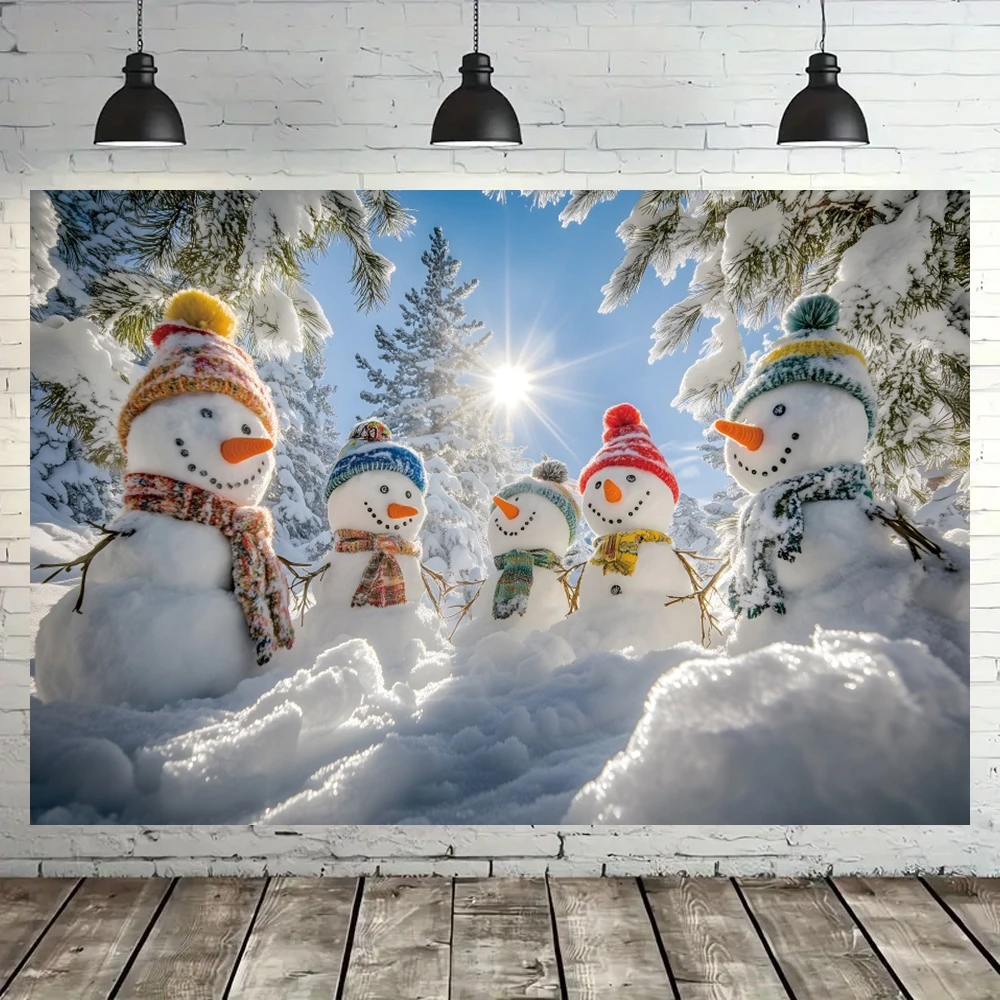 Yeele Photography Backdrop Winter Christmas Snowmen Forest Sunshine Natural Landscape Childern Portrait Photo Decor Banner Props
