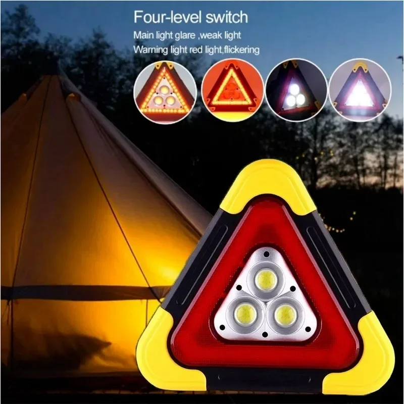 Luz de emergencia triangular Solar para coche, luz de advertencia intermitente de seguridad para carretera, estacionamiento, lámpara de señal anticolisión