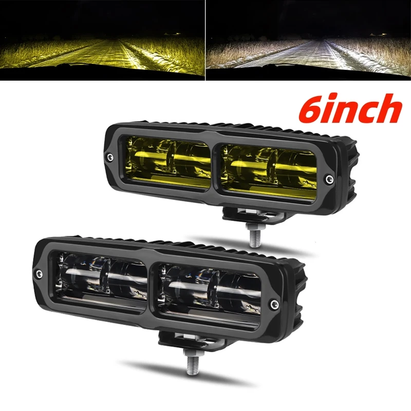 LED 6Inch White Yellow Work Light 12V 24V Auxiliary Head Driving Lamp for Semi Trailer Cargo Van ATV UTV Motorcycle 6d Headlight