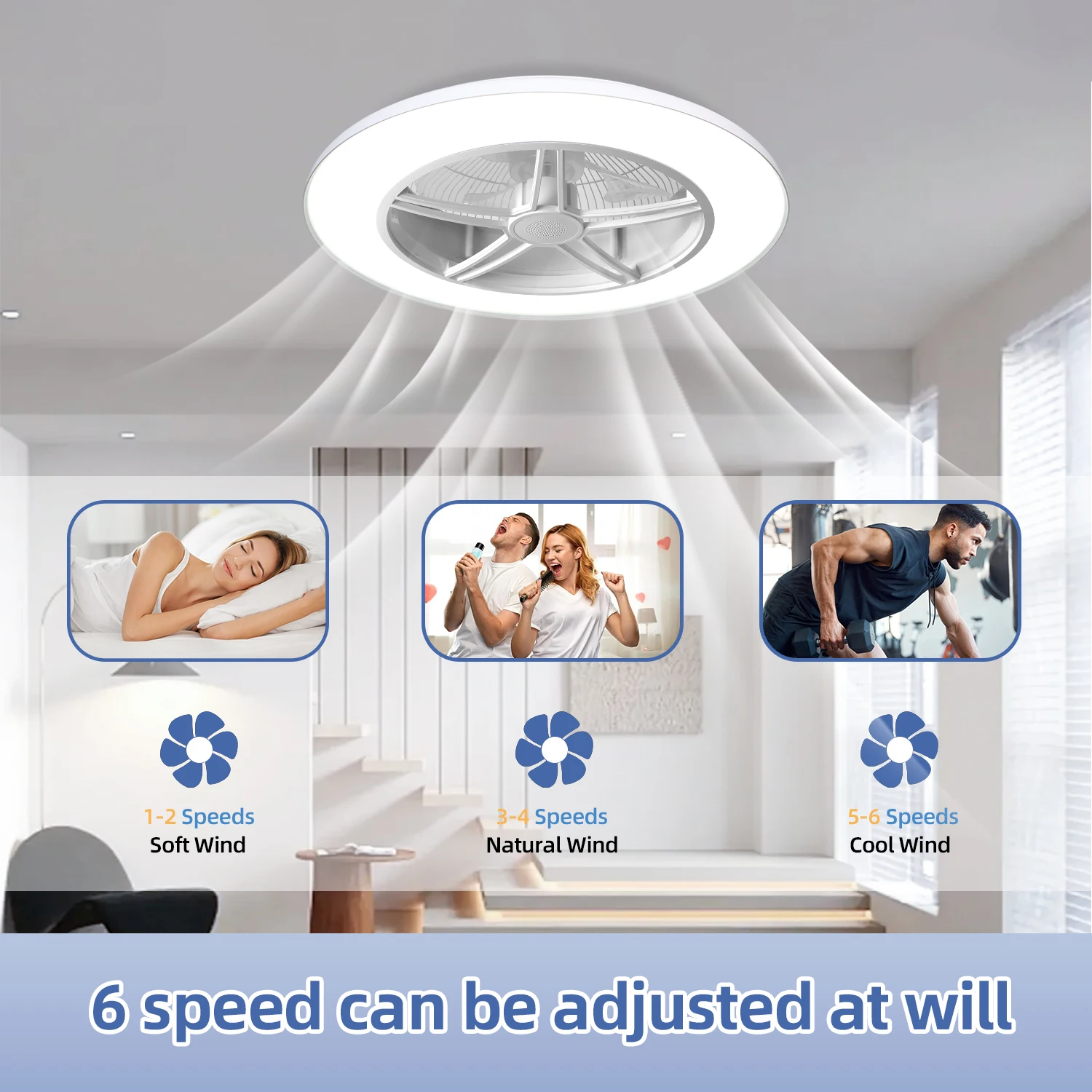얇은 디자인의 천장 선풍기(조명 포함), 블루투스 스피 - Ceiling Fan Low Profile Flush Mount 리뷰 및 가격