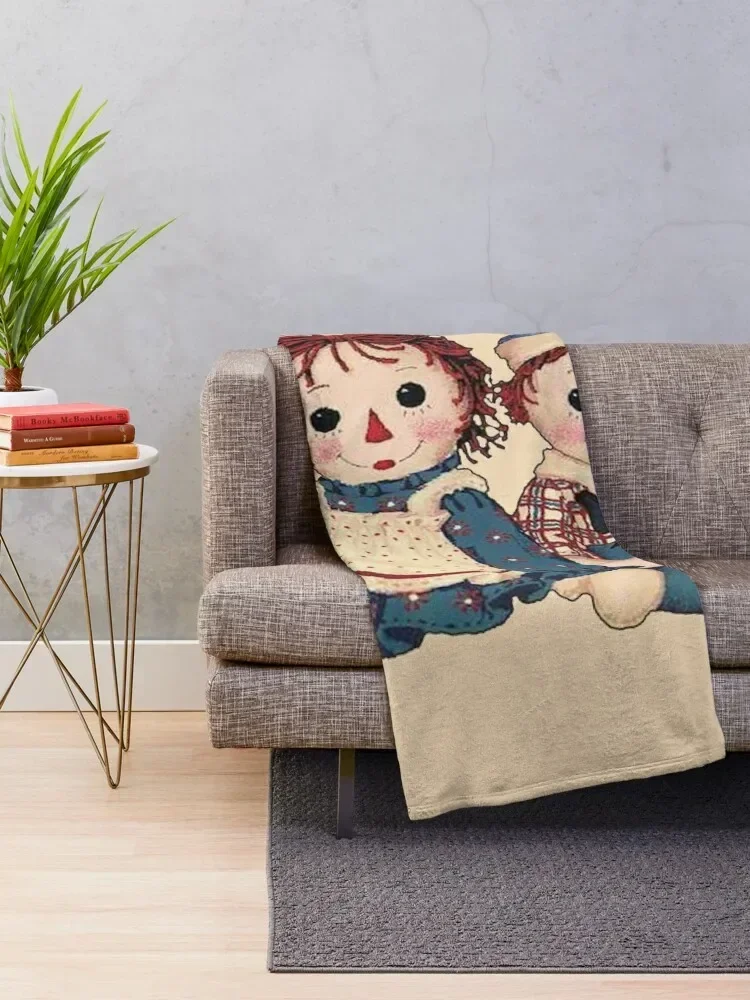 Raggedy ann and raggedy andy Throw Blanket christmas decoration Flannel Fabric Soft Plaid Blankets Sofas Of Decoration Blankets