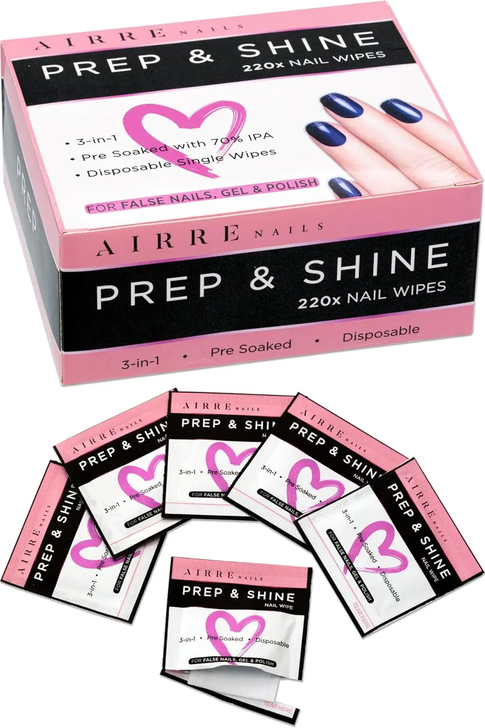 

3-in-1 Alcohol Nail Wipes for Gel Polish Prep & Shine, Removes Sticky Residue After UV/LED Curing