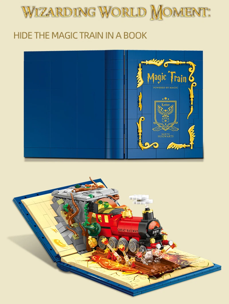 889pcs Magic Train Station Building Blocks Toys MOC Bricks Sets Harry Potter Book Sets Birthday Gifts for Boys Kids Children