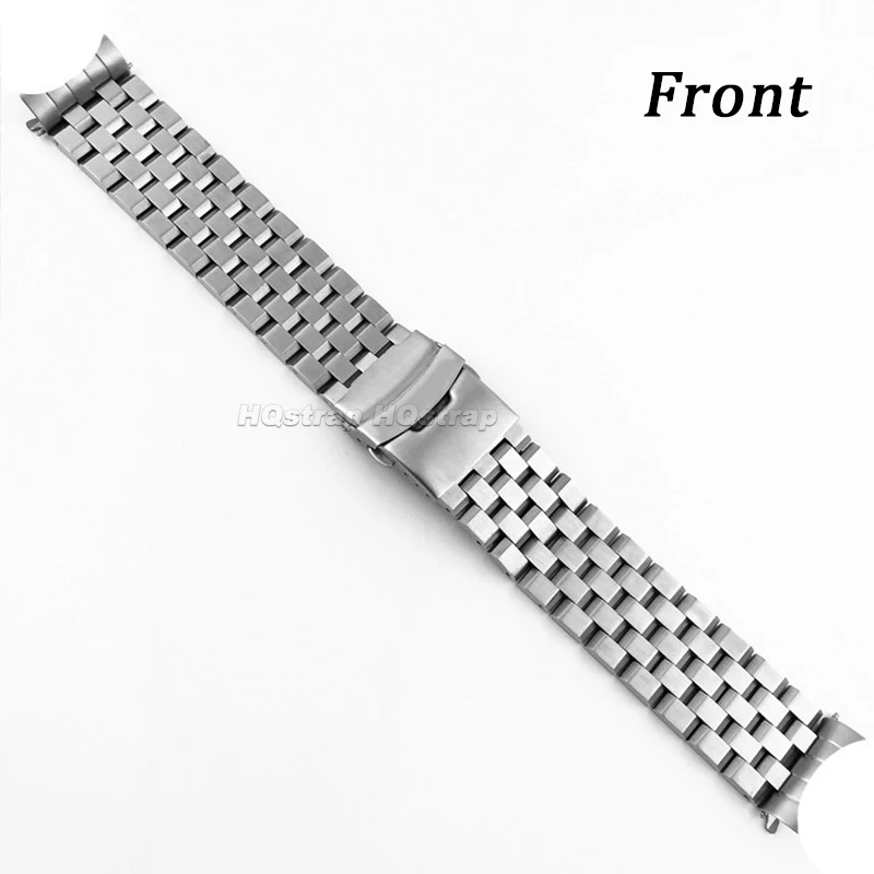 Curved End Stainless Steel Strap 20mm 22mm Watchband for Seiko SKX007/009 SKX173/175 Bracelet Folding Buckle Universal Wristband