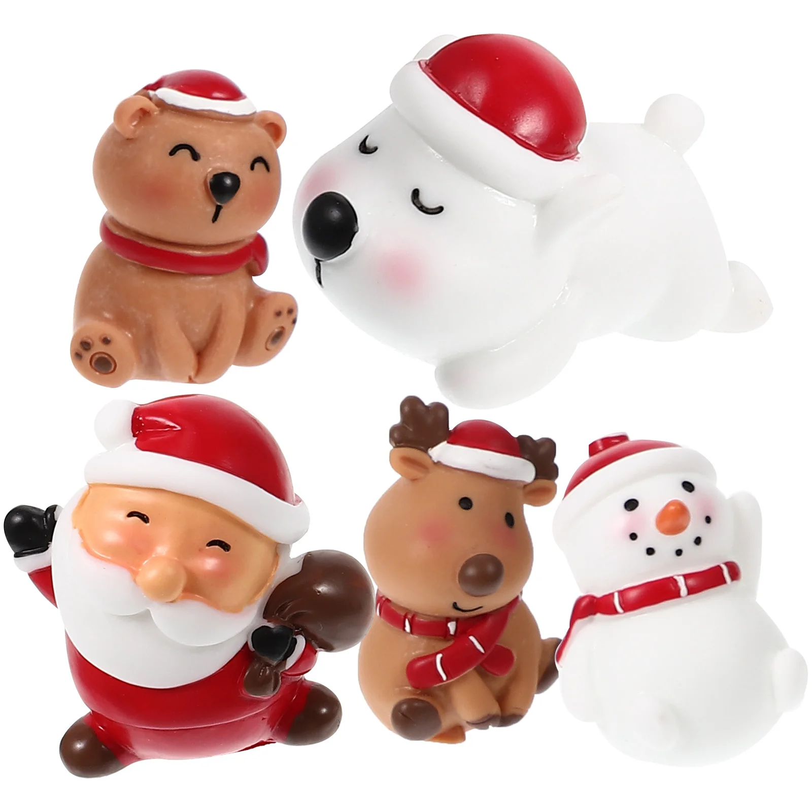 

5Pcs Christmas Santa Claus Resin Snowman Micro Landscape Ornament Set Xmas Mini Crafts Xmas Home Decoration Fish Tank Decor