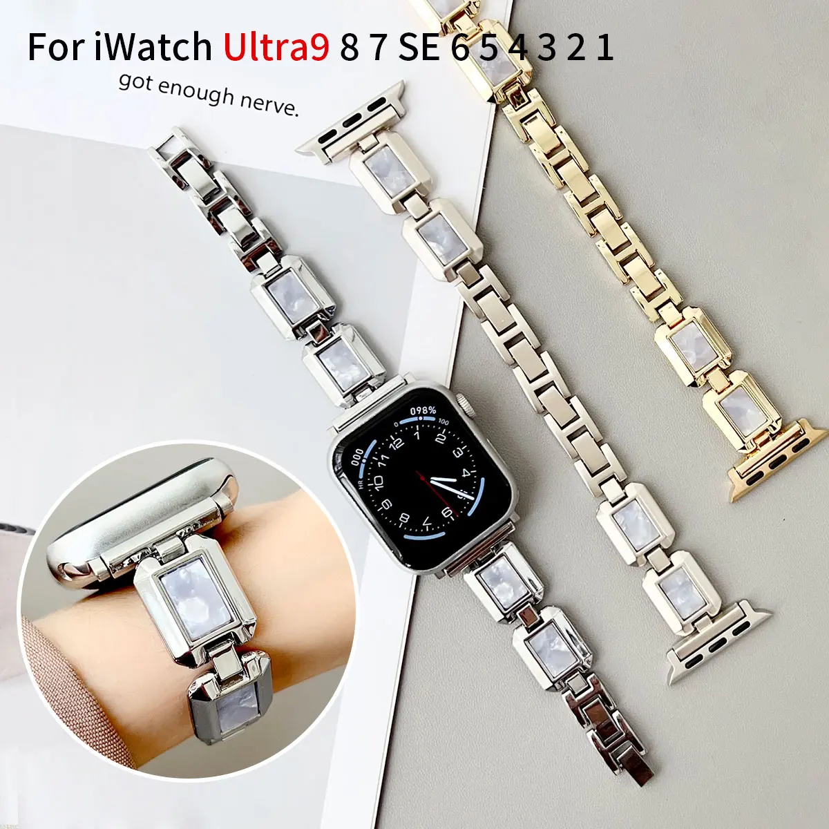 

Perfume bottle style Metal strap for Apple Watch 49-42mm 38-41mm Simple all-fit for Iwatch 9 8 7 Ultra 6 5 4 SE strap