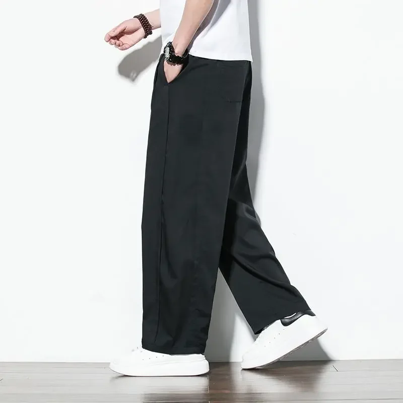 

Solid Color Baggy Wide Leg Male Suit Trousers Elegant Summer 2025 Anti-wrinkle Fabric Clothing Cheap Casual Men's Suits Pants