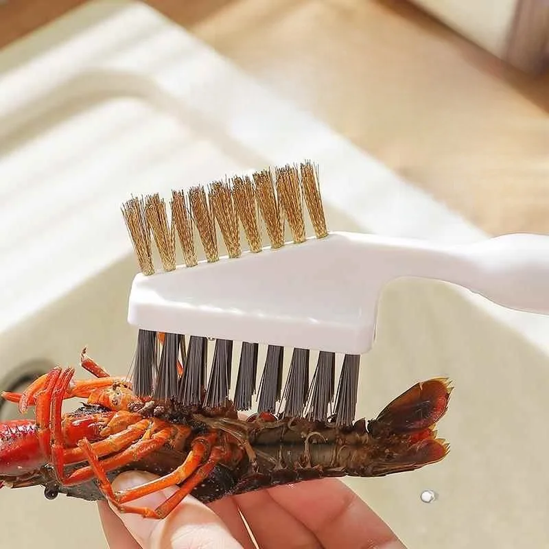 Multi-Functional Kitchen Seafood Brush Double-Headed Hard Bristle for Cleaning Crabs Lobsters Shrimp Oysters Household Tools