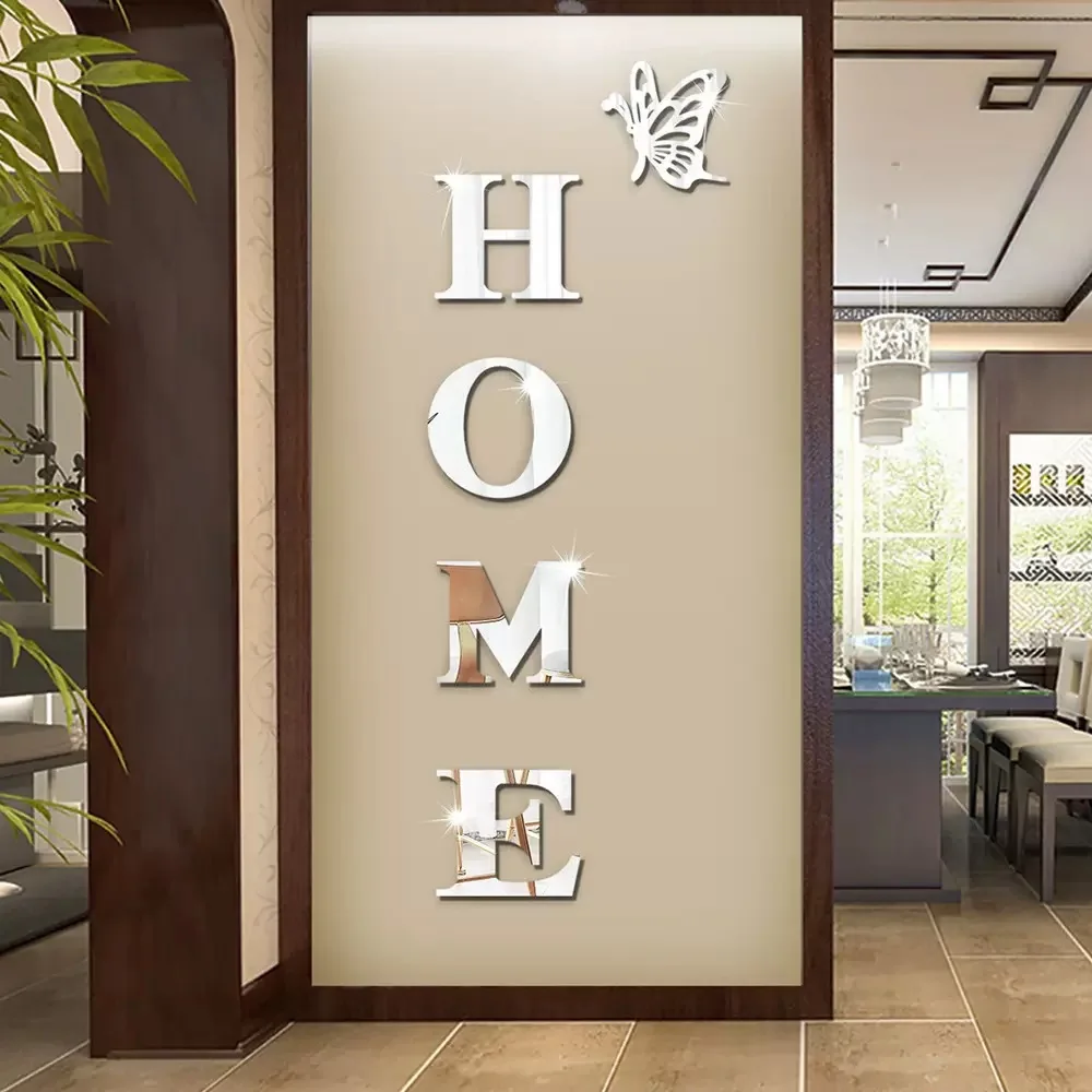 

3D Acrylic Mirror Wall Stickers HOME Home Acrylic 3D Mirror Wall Stickers Entrance Decoration Home Furnishings