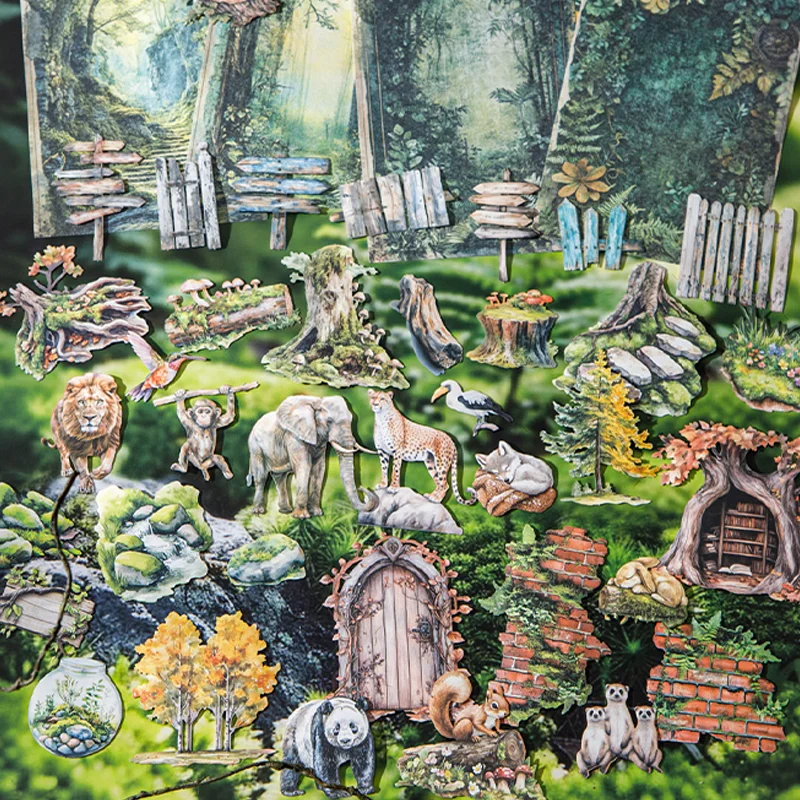 

Mr. Paper 100-piece Jungle Adventure Series Forest Animal Theme Sticker for Journal Planners, Scrapbooking, Diaries, Calendars