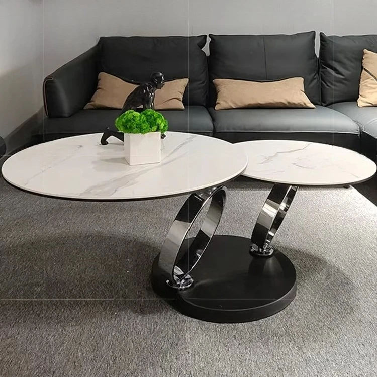 Italian Inspired Multifunctional Coffee Table Creative Rotating Furniture for Small Apartments Sintered Stone for Living Room