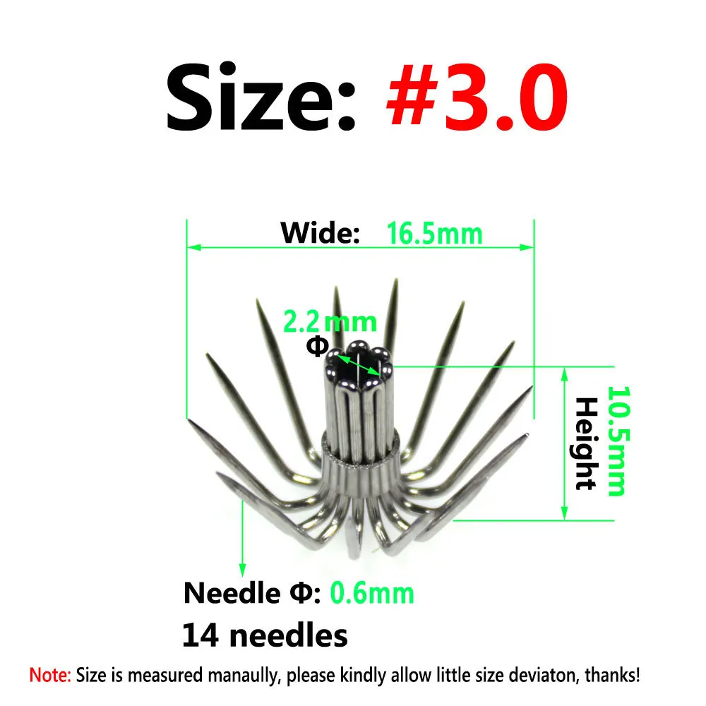 Bimoo 50pcs Squid Jig Hook Single Hooks 14 Needles Size #2 #2.5 #3 #3.5 #4 Shrimp Lure DIY Egi Fishing Hooks Spares