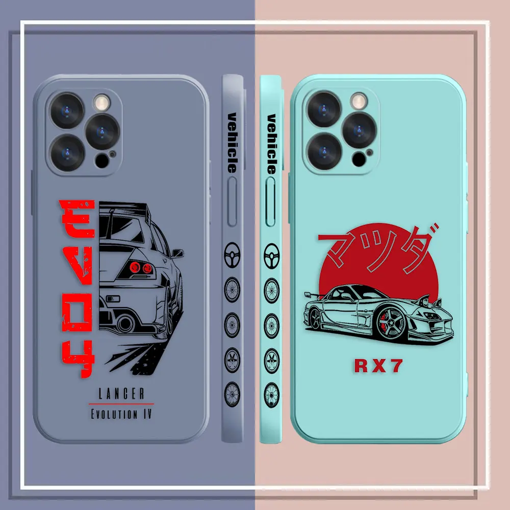 Japanese Toyo Sports Car God Of War Case For Apple iPhone 14 13 12 11 Pro XS Max Mini X XR SE 7 8 6 15 Plus Colour Liquid Case