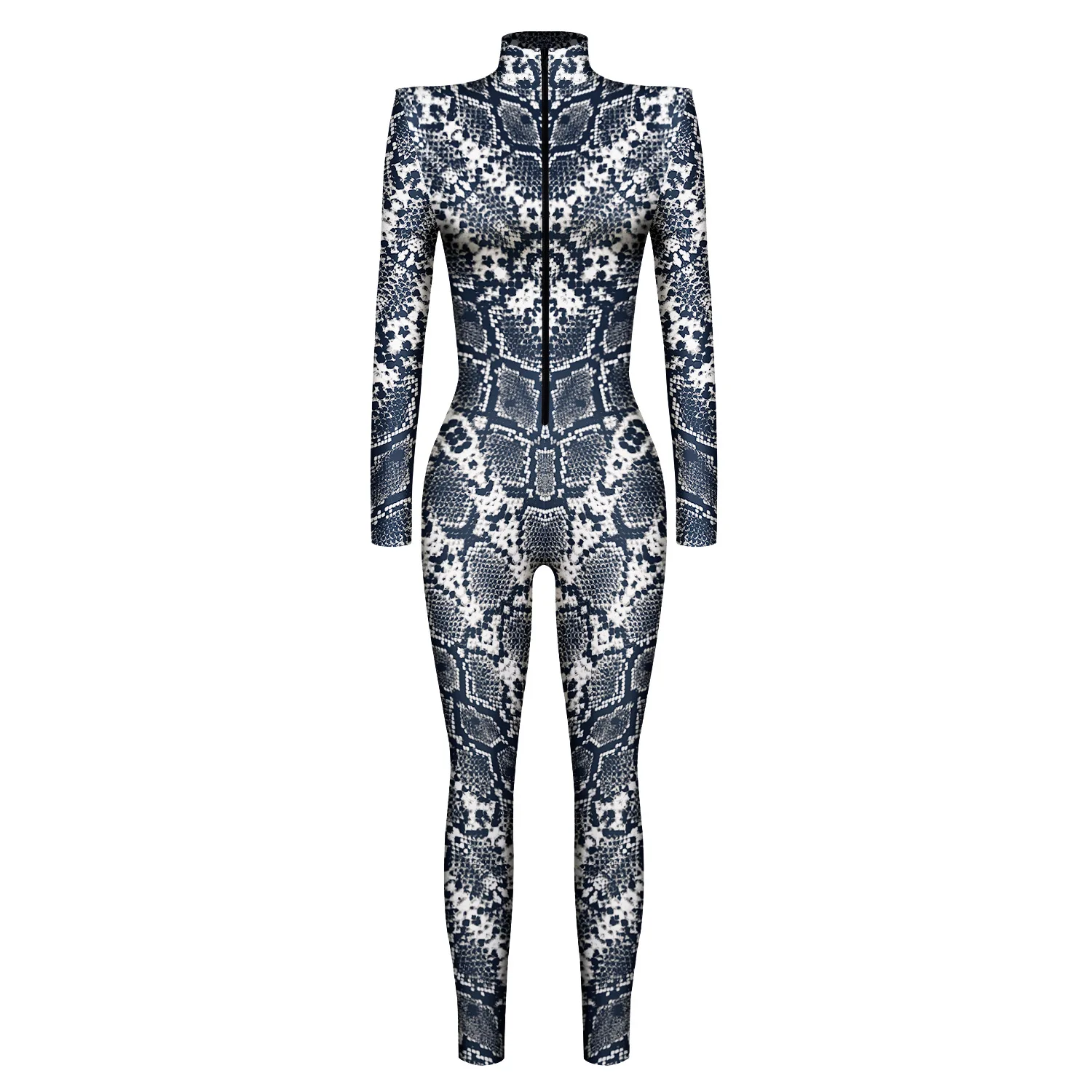Damen Herren 3D-gedruckter Tier-Schlangen-Python-Schädel Cosplay-Jumpsuit Erwachsenen-Halloween-Cosplay-Zirkus-Radfahrer-Kostüm Karneval-Bodysuit – Detail 19