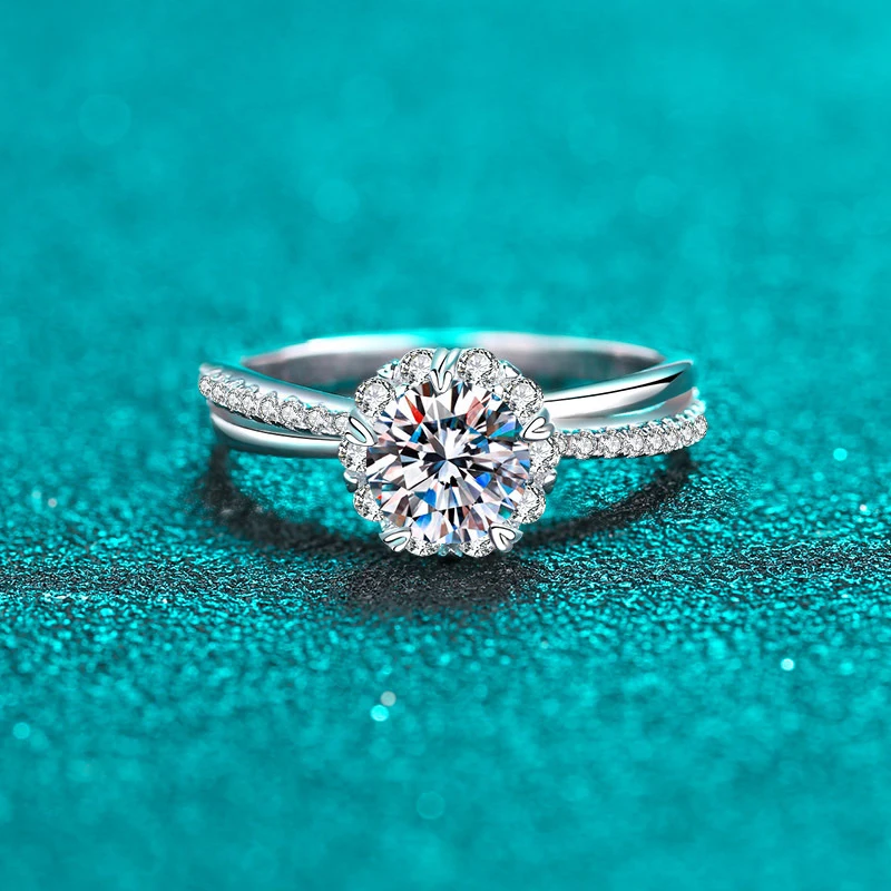 Moissanite Ring  S925 Sterling Silver 1ct Moissanite Band