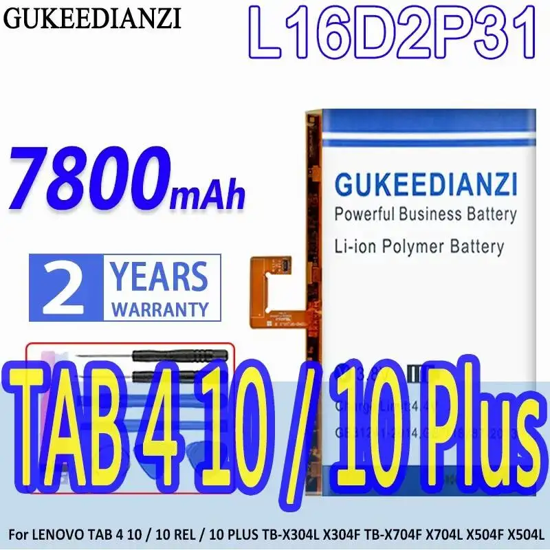 

Tablet Battery L16D2P31 High Compatibility For Lenovo Tab 4 10 10 Rel 10 Plus TB-X304L X304F TB-X704F X704L X504F X504L 7800mAh