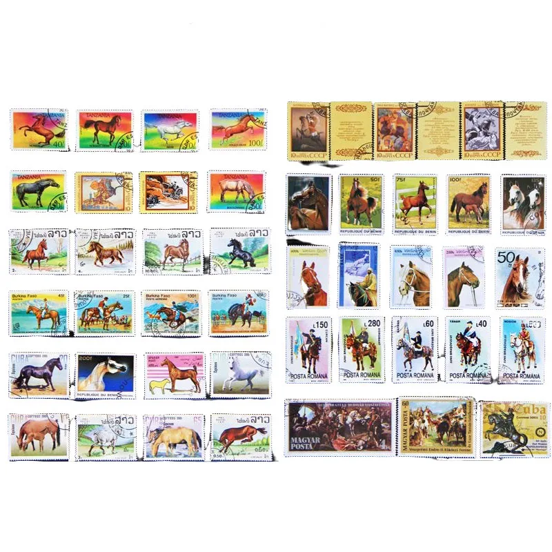 100 PCS Random Horse Postage Stamps All From The World Wide Unused With Post Mark