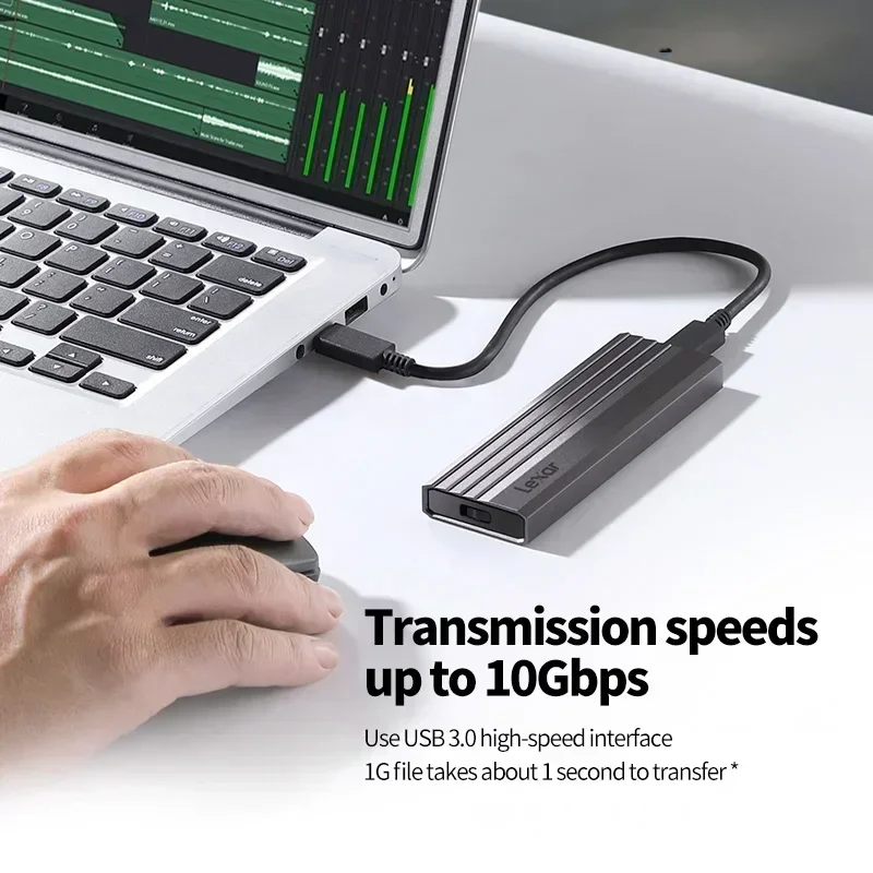 Carcasa de Aluminio para Disco Duro Móvil Lexar E350 E300 M.2 SSD, Protocolo Dual NVMe/SATA de 10 Gbps, Tipo-C, para 2230/2242/2260/228 2