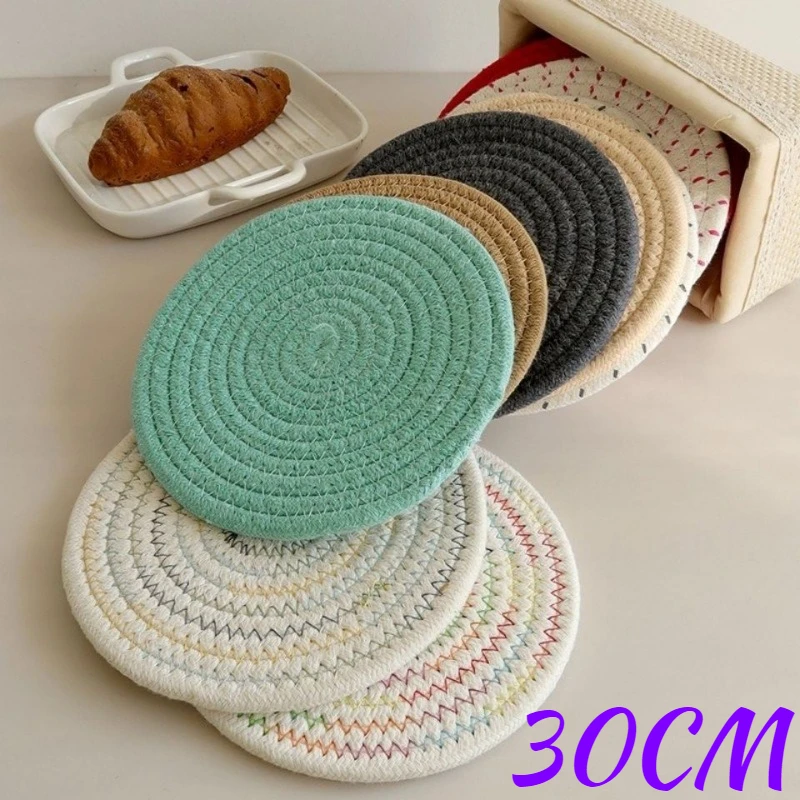 30cm Round Placemat for Dining Table Placemats Woven Linen Heat-resistant Non-slip Mats 11.81\'\' Home Wedding Kitchen Accessories