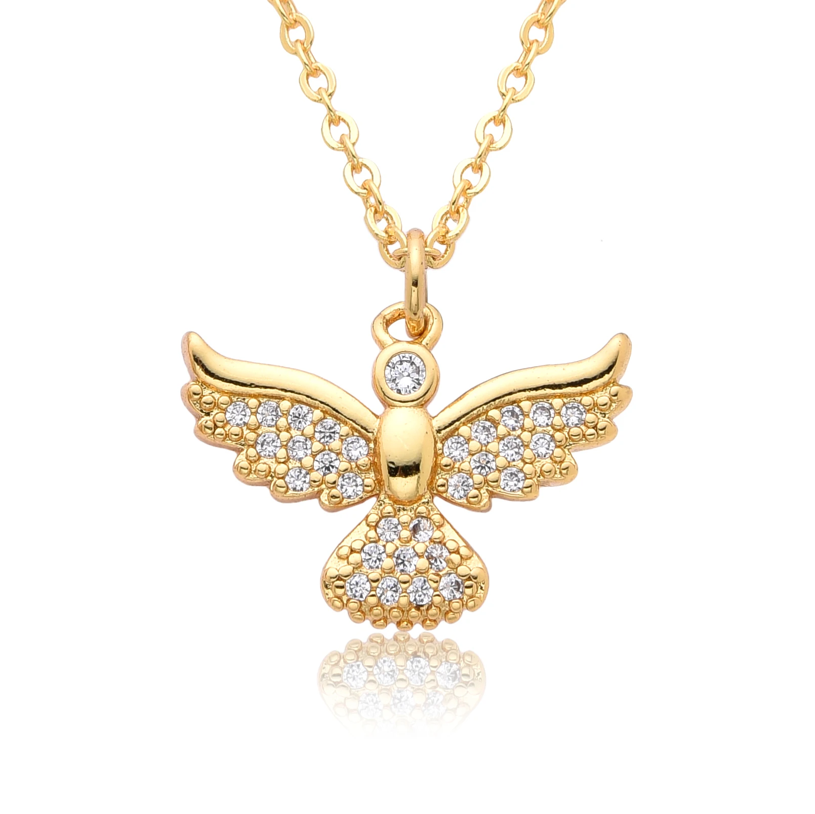 Gold Color Holy Spirit Eagle Charms Cubic Zirconia Necklace for Women/Men CZ Choker Chain Pendant DIY Jewelry Accessories Gift