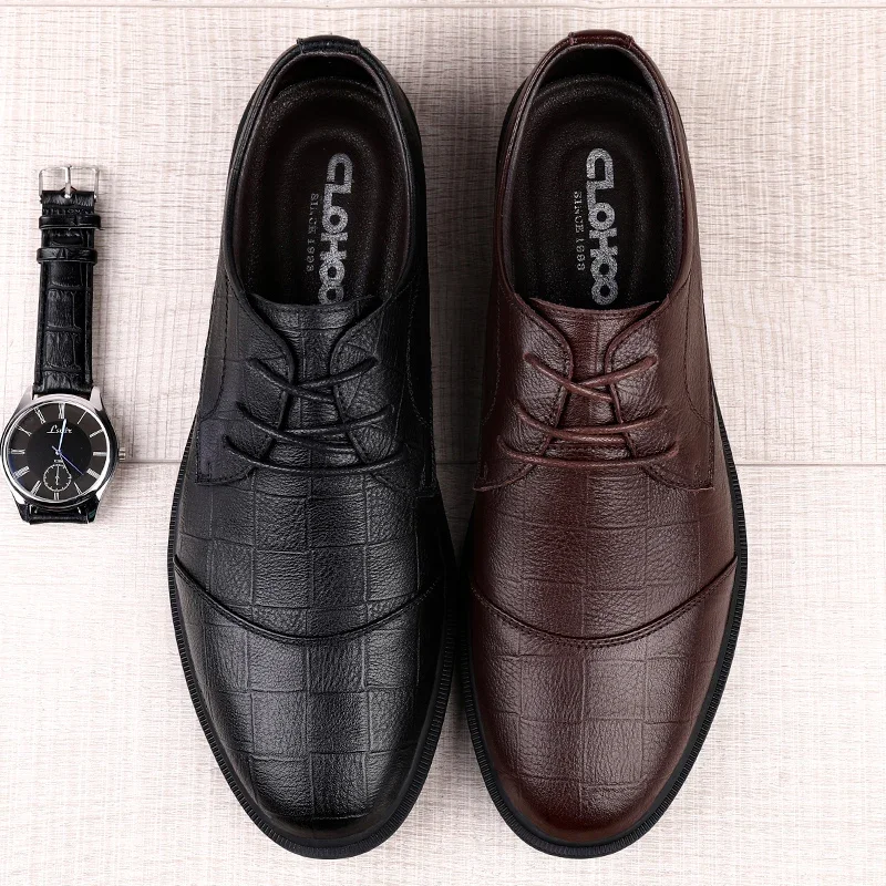 Men Dress Shoes lace up genuine Leather Luxury Fashion Groom Wedding Shoes for Men outdoor Luxury italian style Oxford Shoes