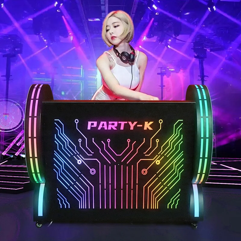 Luminous Metal Acrylic bar Counter with LED Lights, DJ Booth Table Dedicated bar and Nightclub