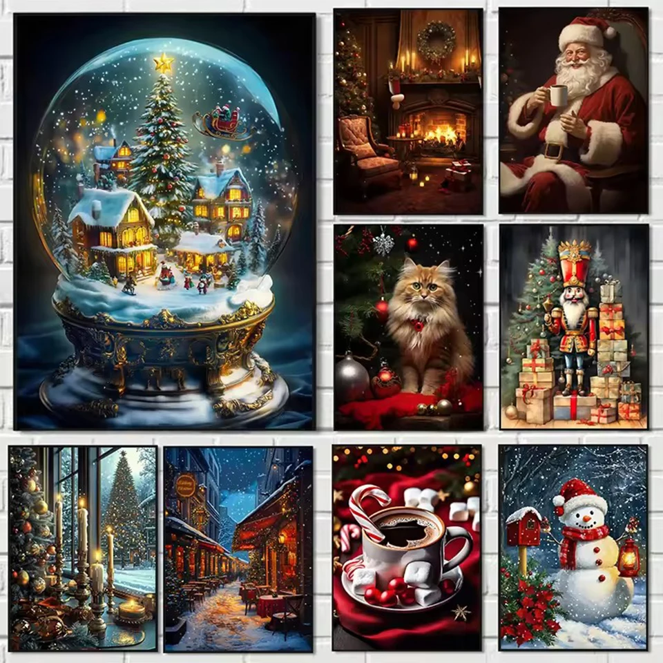

Classic Traditional Christmas Tree Santa Claus 5DDIY Diamond Painting Christmas Gift Wall Painting Home Decoration Painting