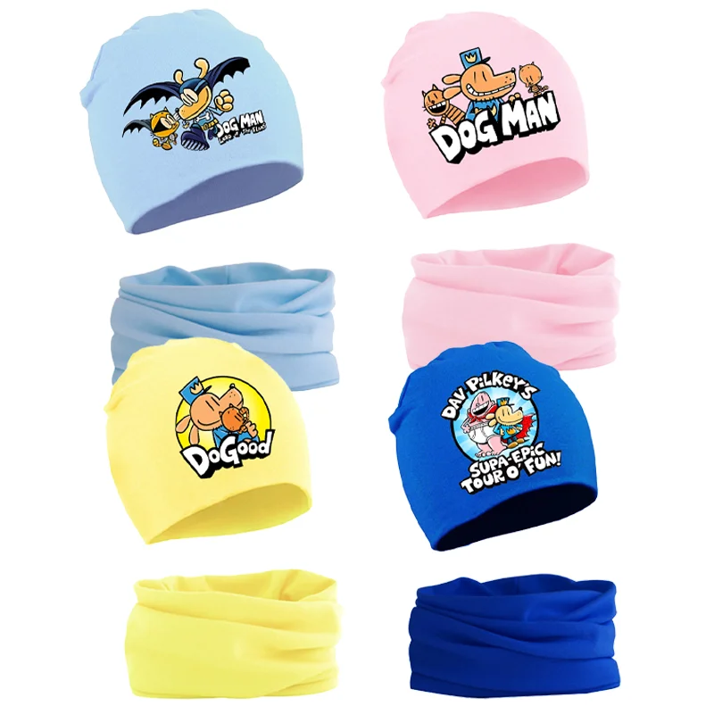 

2Pcs Dog Man Baby Beanie Hat Scarf Set Cute Dogman Anime Girl Boy Elastic Toddler Cap Kids Accessories Cotton Warm Bonnet Gift
