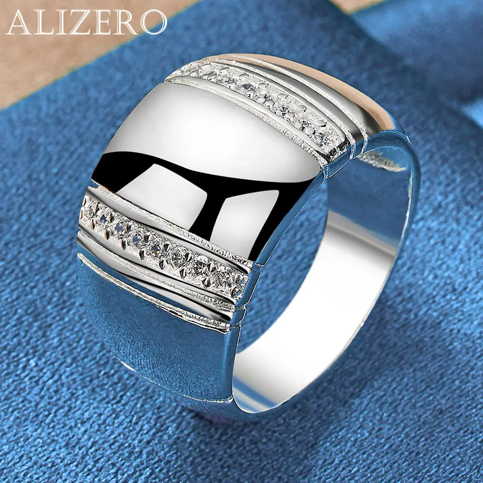 ALIZERO 925 Sterling Silver Rings Crystal Zircon Ring For Women Men Engagement Rings Eternity Ring Wedding Band Jewelry Gifts