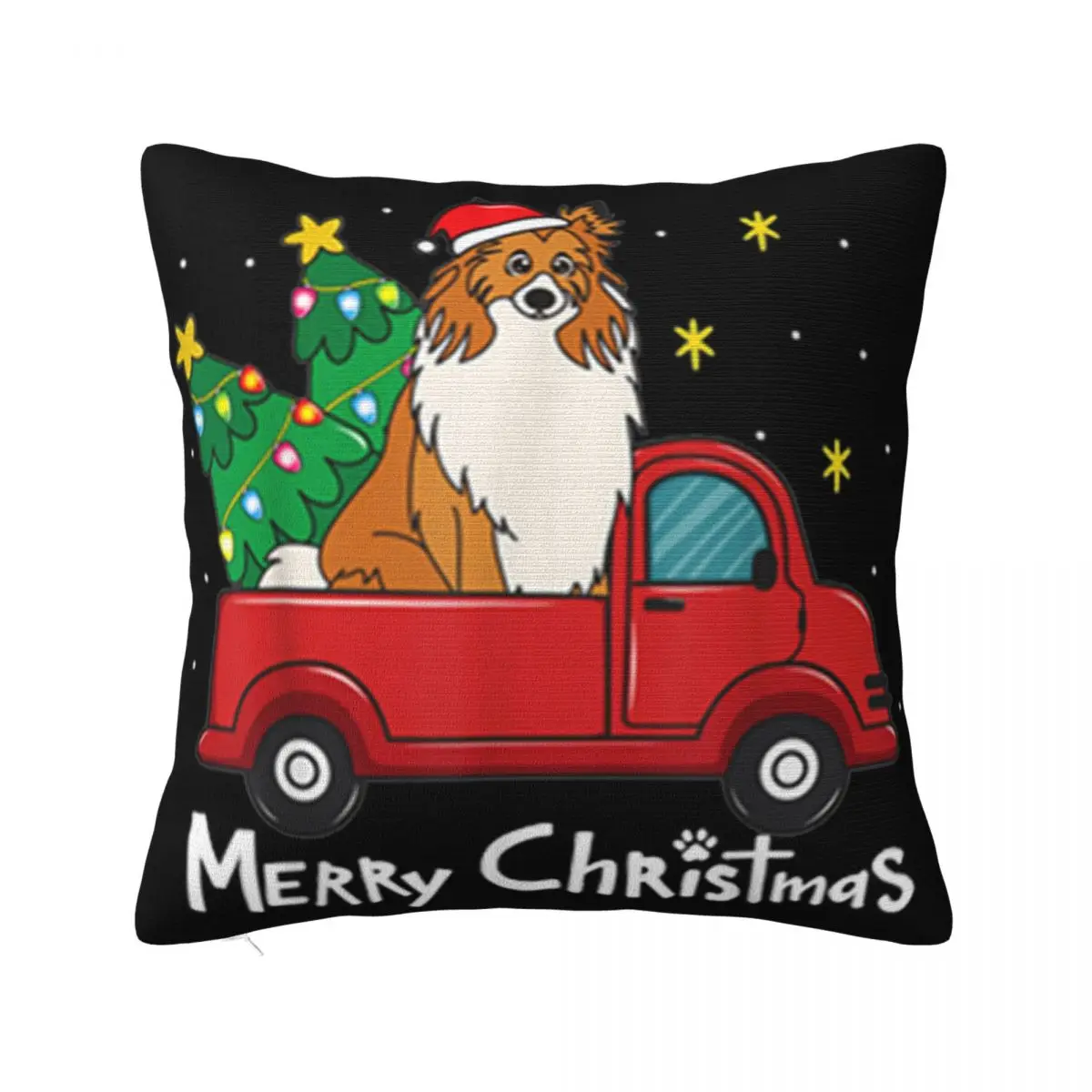 Official Rough Collie Christmas Truck Tree Dog Mom Xmas Dog Gift Pride More Colors Pillow Case