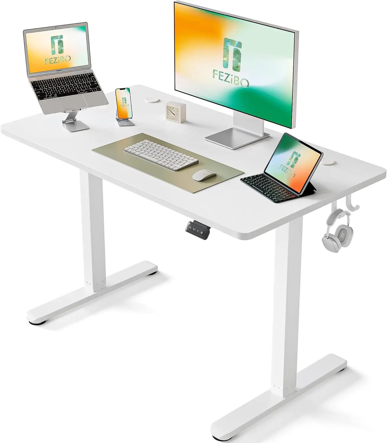 Standing Desk, 40 x 24 Inches Height Adjustable Stand up Desk, Sit Stand Home  Computer Desk, White