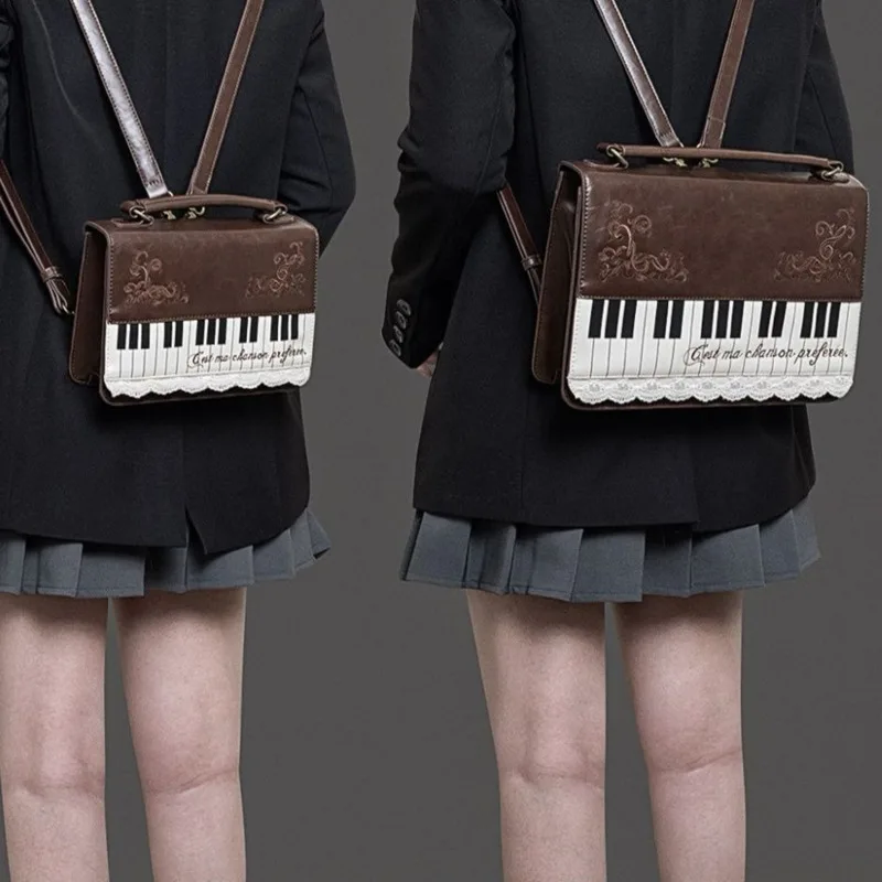 Piano Lace Backpacks Y2K Crossbody Backpacks Girl HIA Retro Artistic Simple Texture Briefcase Mini Phone Bag Shoulder Bag New