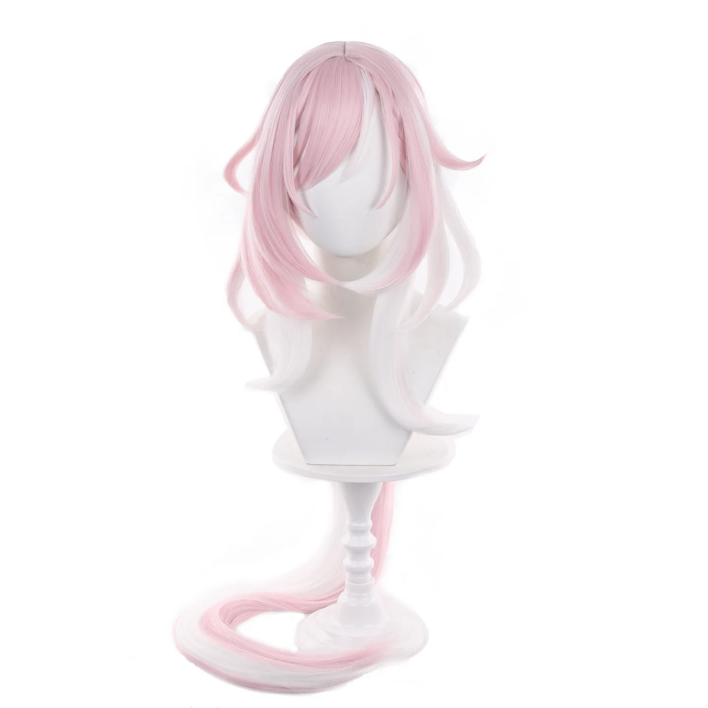 Peruka Cosplay Honkai Impact 3 Elysia Długa Różowo-Biała Mieszana Peruka Syntetyczna Odporna na Ciepło Peruki na Halloween Karnawał Imprezę Kostiumową
