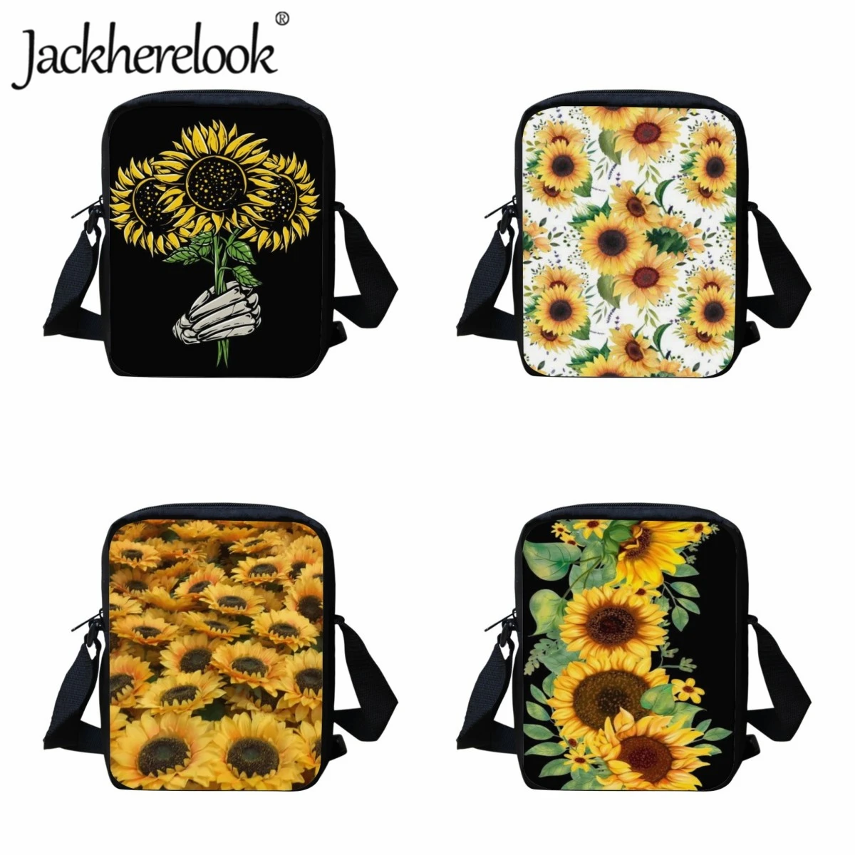 Jackherelook Zonnebloem Patroon Messenger Bags Voor Kinderen Crossbody Tassen Kids Meisjes Kleine Reizen Boodschappentas Aangepaste Gift