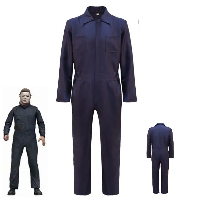 

Movie Halloween MichaelMyers Cosplay Costume Aldult Unisex Exquisite Blue Jumpsuit Rave Party Murderer Tooling Uniform
