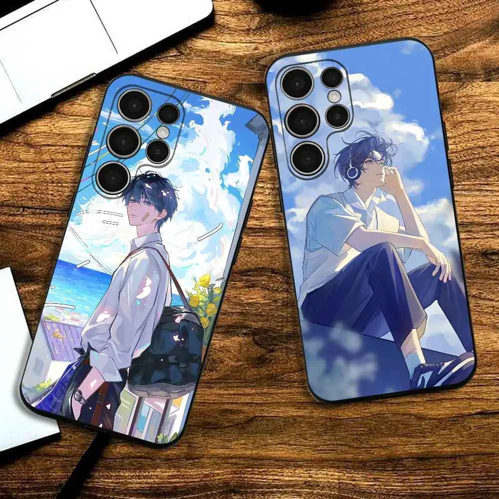 White Shirt Boy Phone Case For Samsung S24,25,23,22,21,20 Plus Ultra 5G Lite Shockproof Cover