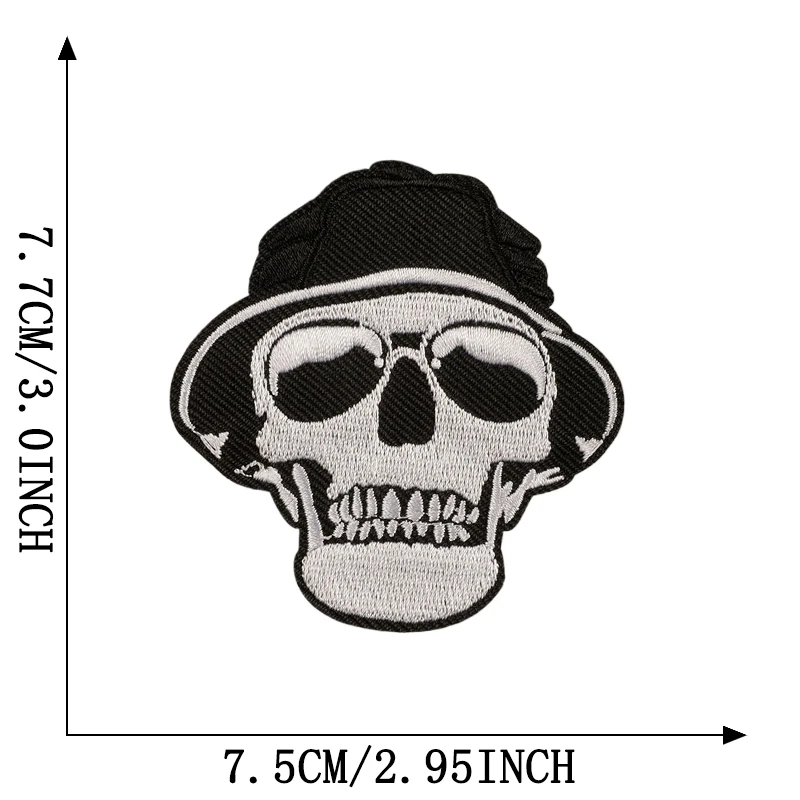Schädel bestickte Patches für Kleidung Eisen auf Nähen Stoff Aufkleber Thermo Jacke Jeans Strijk Diy Mochila Parches – Detail 3