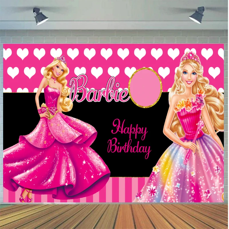 Disney Winky Princess Barbie Poster Photography Background Backdrop Girl Birthday Party Decoration Photo Studio Banner Customize