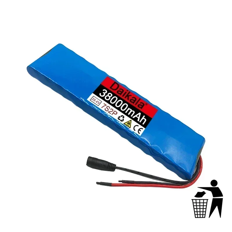 Batterie Lithium-Ion pour Vélo et Trottinette Électrique, 7s2p, 24V, 38Ah, 18650 V, 38000Ah, Nouveau