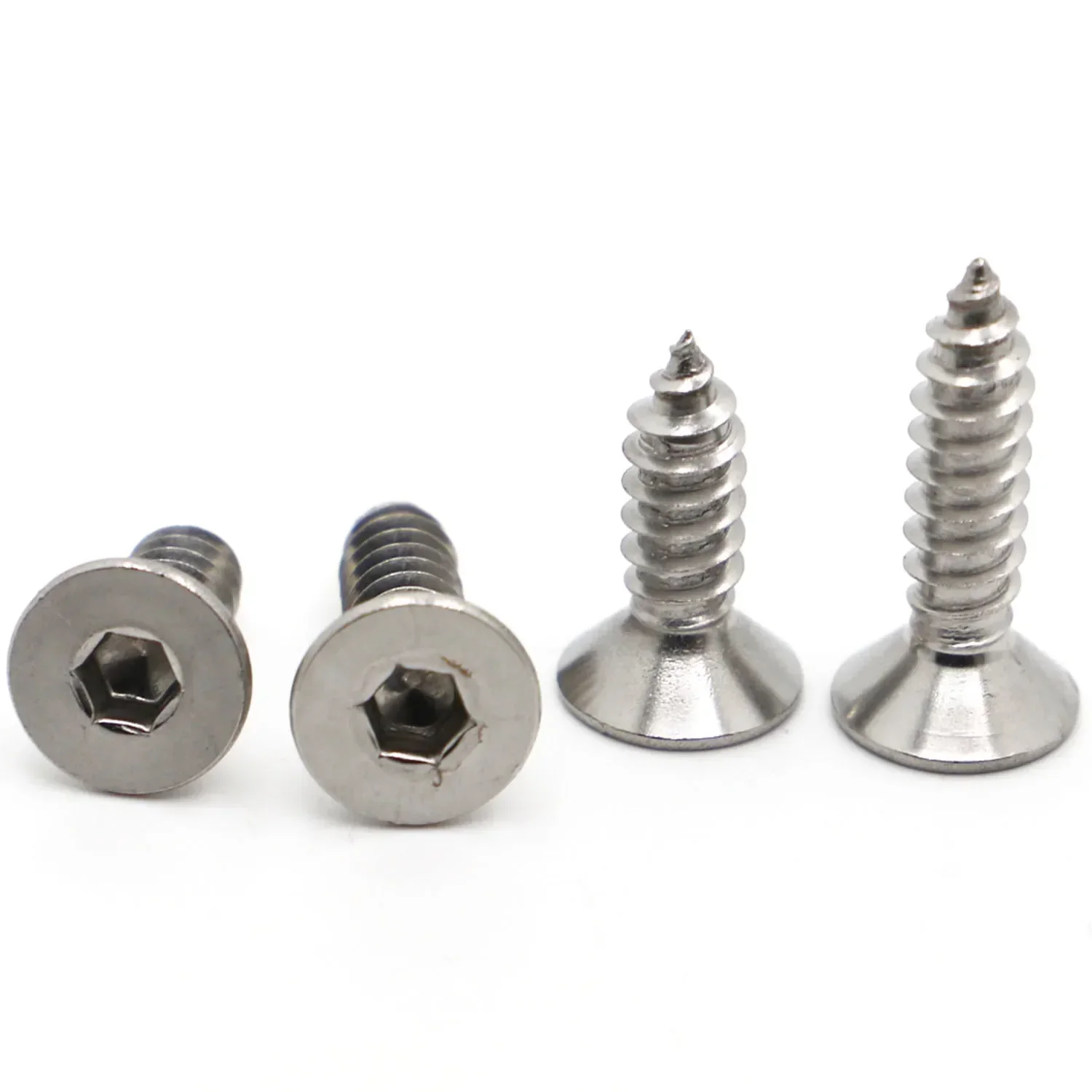 5-50pcs M2 M2.6 M3 M4 M5 M6 304 Stainless Steel Allen Flat Countersunk Hex Head Hexagon Socket Tapping Screws Wood Screw