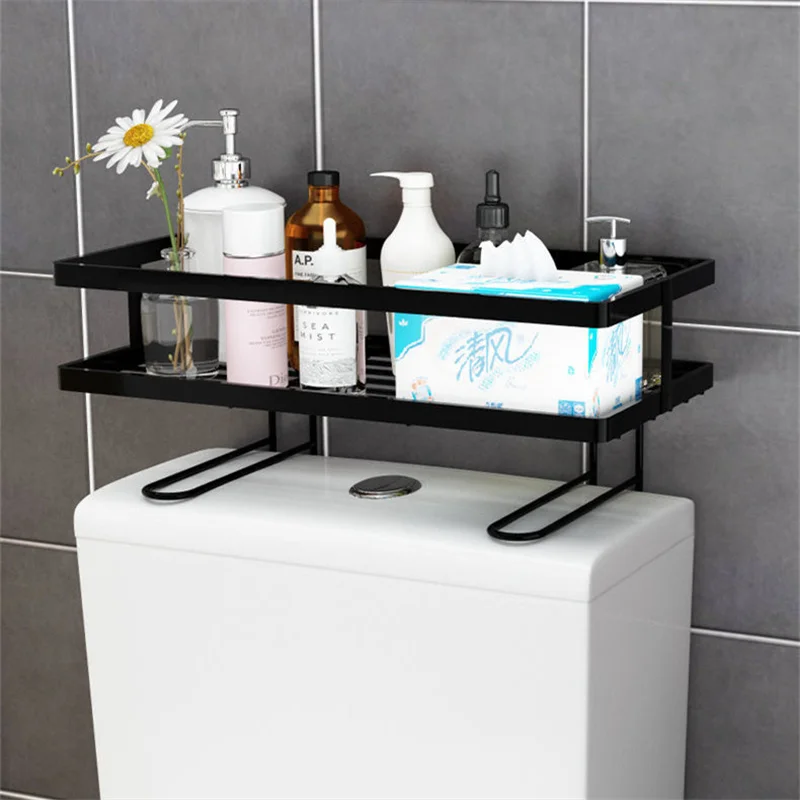 

Toilet Rack Punch-Free Metal Wall-mounted Shelf For Bathroom Multifunction Storage Basket Home Waterproof Drop Shopping K137