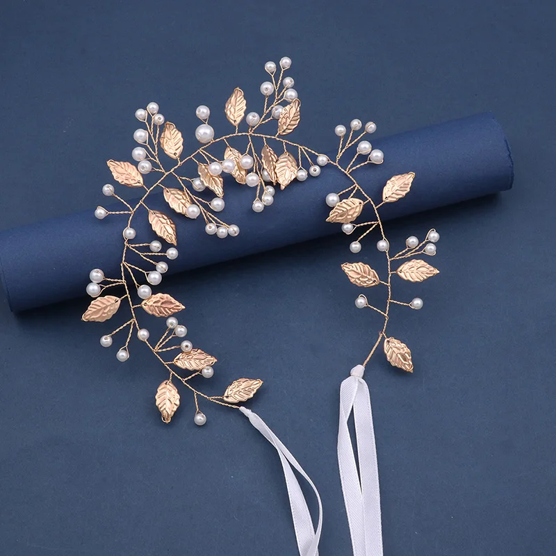 

Повязка для волос золотого цвета для девочек, тиара для женщин, вечерние повязка на голову с жемчугом, свадебные аксессуары для волос, ювелирные изделия