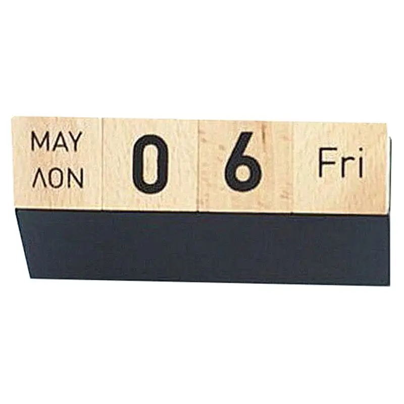 

1Pc Calendar Delicate Creative Decorative Wooden Portable Manual Calendar Perpetual Calendar for Office