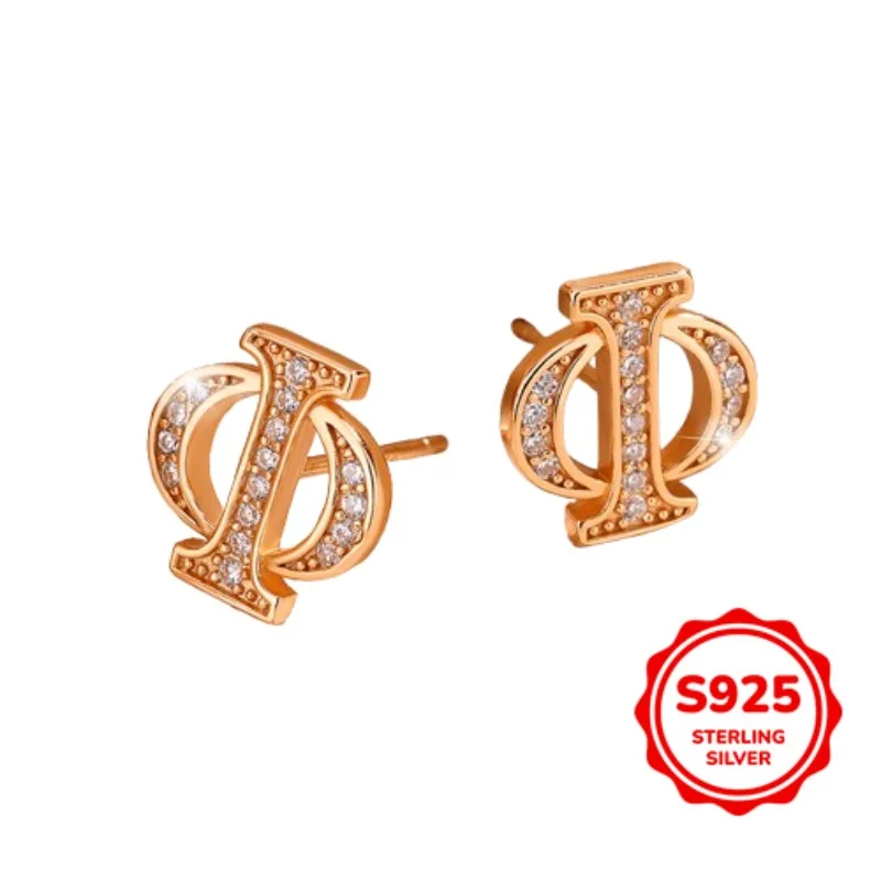

Fashionable Luxury Genuine S925 Silver Geometric Irregular Women's Zircon Earrings